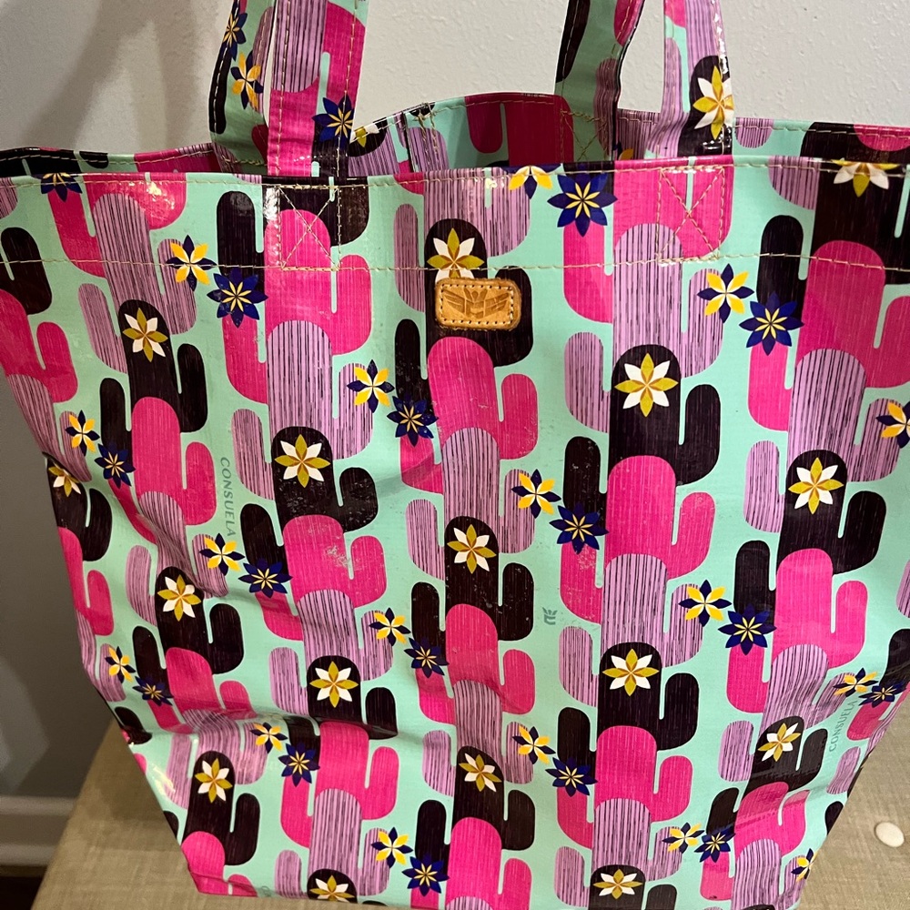 Consuela Pink and Black Geometric Tote